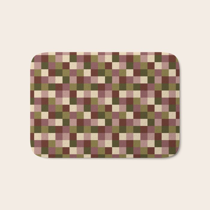 Bold Earthy Checks Pattern - Small V Bath Mat Gallery Image 1
