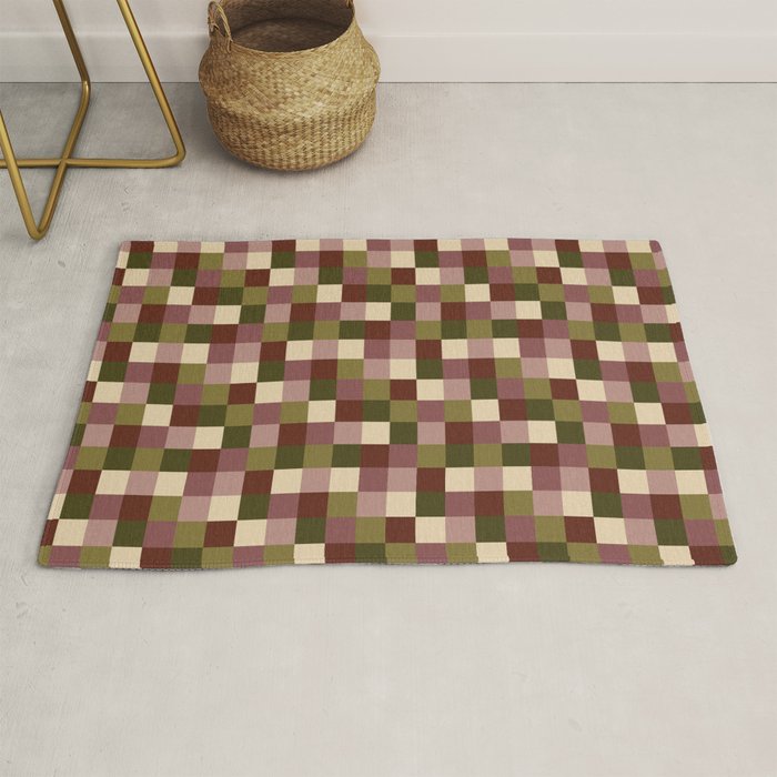 Bold Earthy Checks Pattern - Small V Rug Gallery Image 1