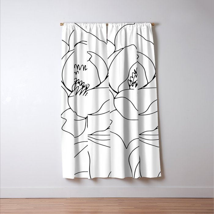 Minimal, Line Art, Floral Prints, Drawing Window Curtain Gallery Image 3
