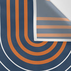 Mid Century Modern Geometric 111 in Navy Blue and Vintage Orange (Rainbow and Sun Abstraction) Wall Tapestry Gallery Image 3