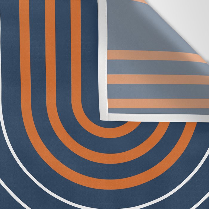 Mid Century Modern Geometric 111 in Navy Blue and Vintage Orange (Rainbow and Sun Abstraction) Wall Tapestry Gallery Image 3