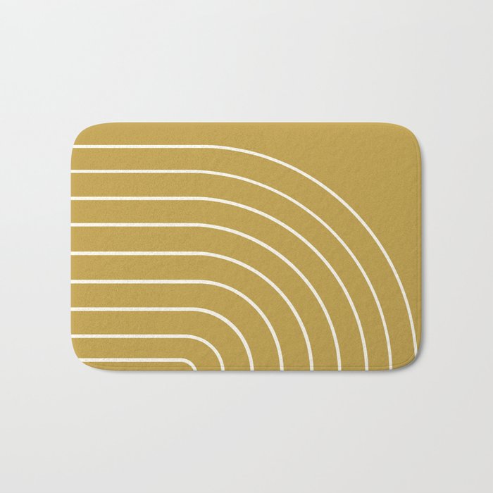 Minimal Arch XLIX Ochre Yellow Modern Geometric Lines Bath Mat Gallery Image 1