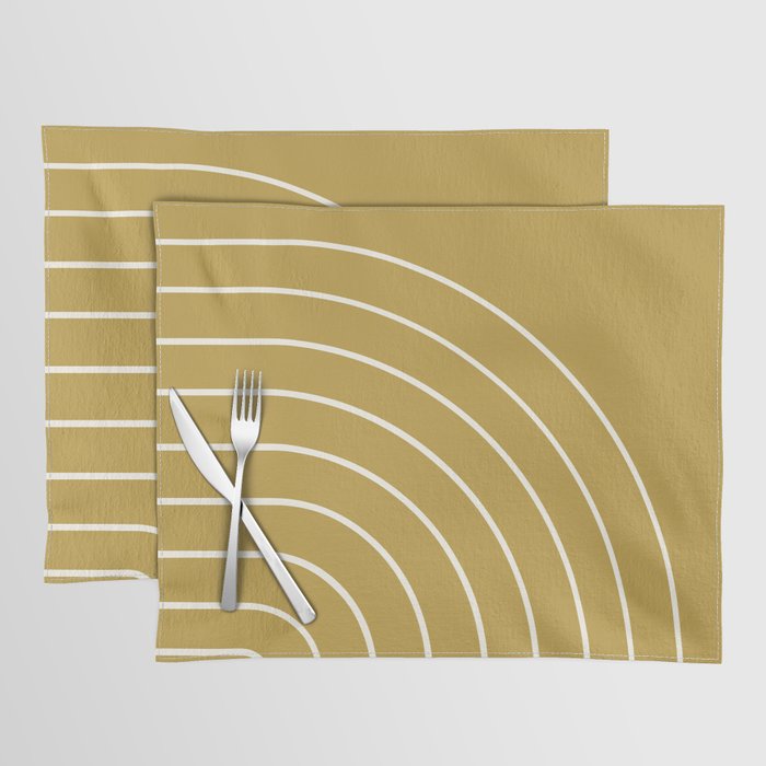 Minimal Arch XLIX Ochre Yellow Modern Geometric Lines Placemat Gallery Image 1