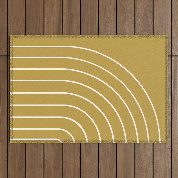 Minimal Arch XLIX Ochre Yellow Modern Geometric Lines Outdoor Rug Gallery Image 1