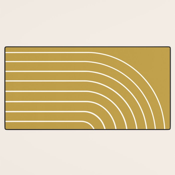 Minimal Arch XLIX Ochre Yellow Modern Geometric Lines Desk Mat Gallery Image 3