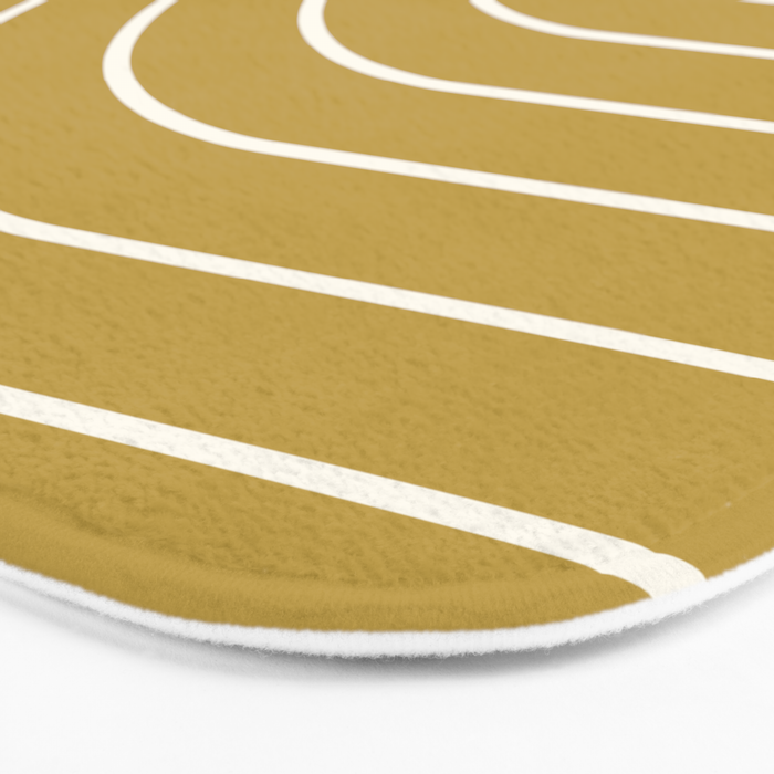Minimal Arch XLIX Ochre Yellow Modern Geometric Lines Bath Mat Gallery Image 3