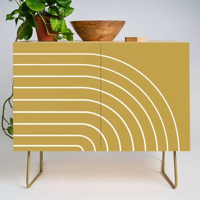 Minimal Arch XLIX Ochre Yellow Modern Geometric Lines Credenza Gallery Image 1