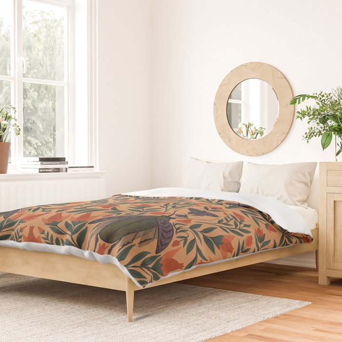 Beetle and Butterfly Botanical Design Duvet Cover Gallery Image 2