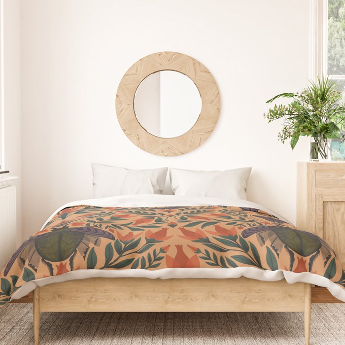 Beetle and Butterfly Botanical Design Duvet Cover Gallery Image 3