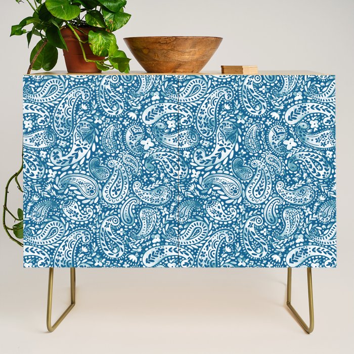 Paisley Indigo Nature Swirls Credenza Gallery Image 1
