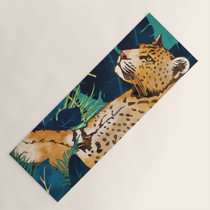 Leopard and Indigo Botanical Yoga Mat Gallery Image 1
