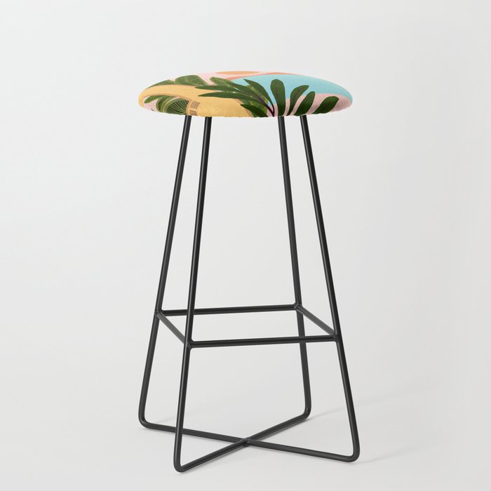 Moroccan Coast Tropical Sunset Scene Stool Gallery Image 1