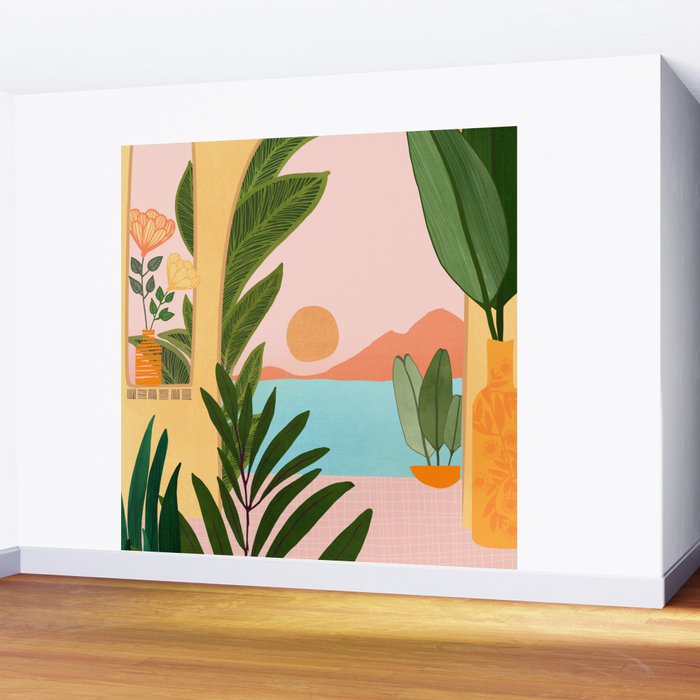 Moroccan Coast Tropical Sunset Scene Wall Mural Gallery Image 2