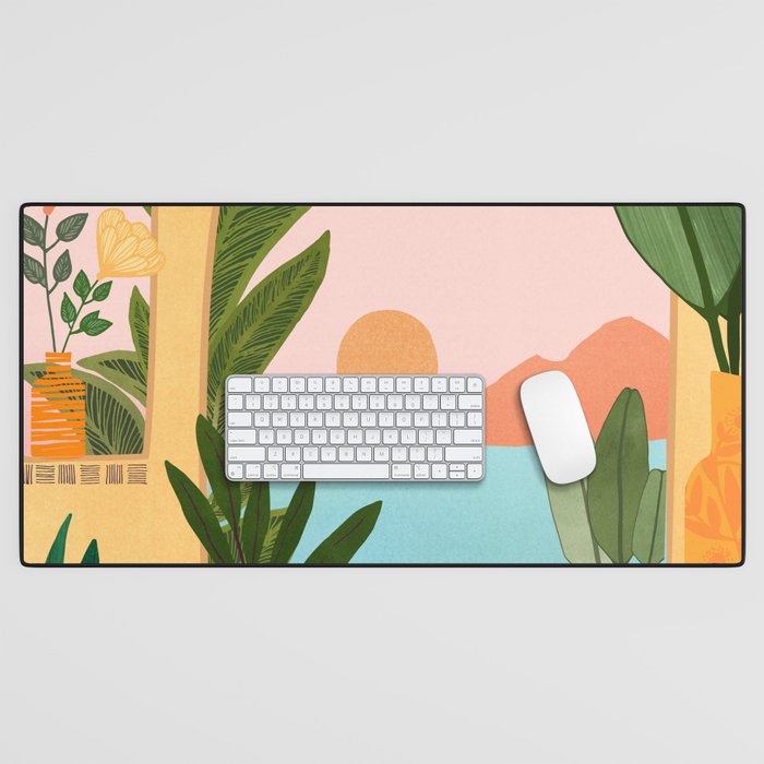 Moroccan Coast Tropical Sunset Scene Desk Mat Gallery Image 1
