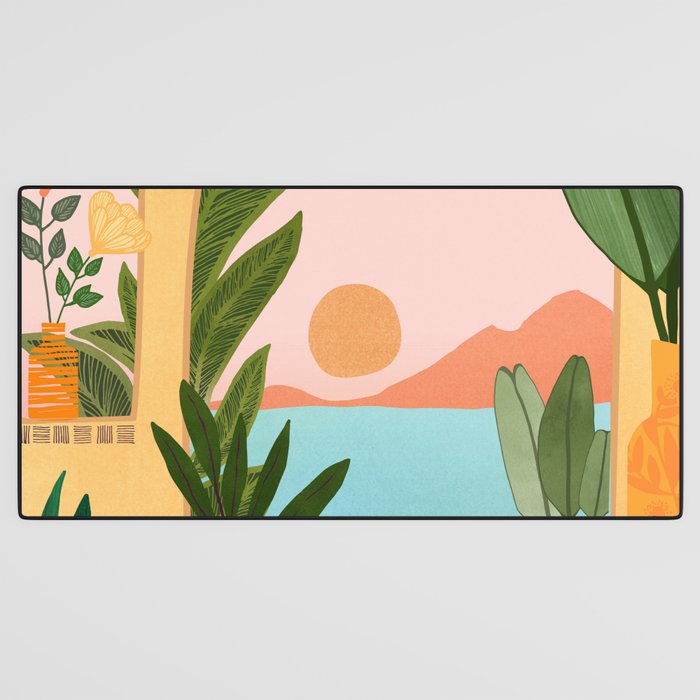 Moroccan Coast Tropical Sunset Scene Desk Mat Gallery Image 3