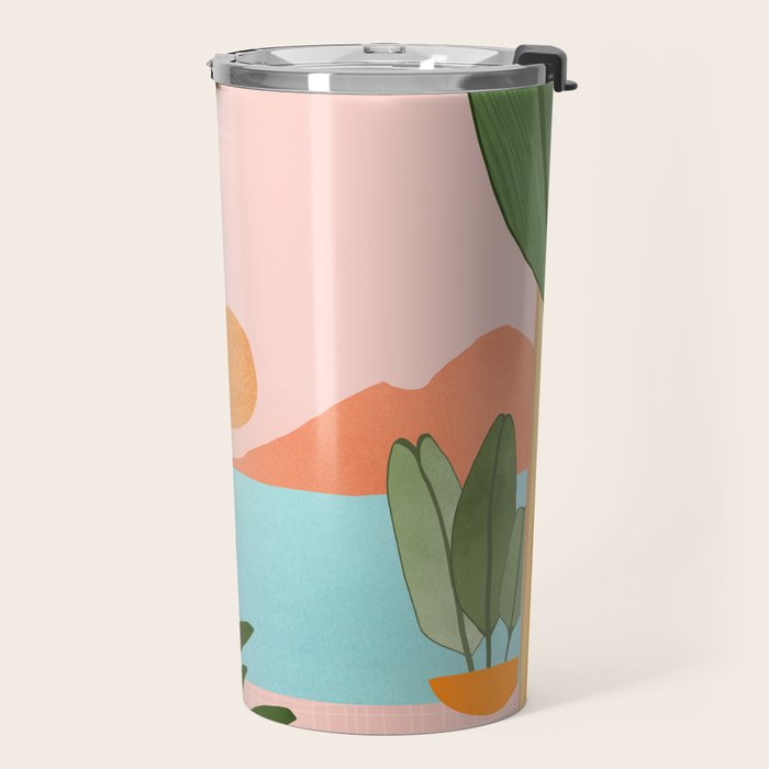 Moroccan Coast Tropical Sunset Scene Travel Mug Gallery Image 2