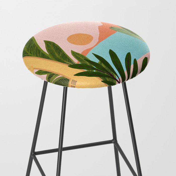 Moroccan Coast Tropical Sunset Scene Stool Gallery Image 2