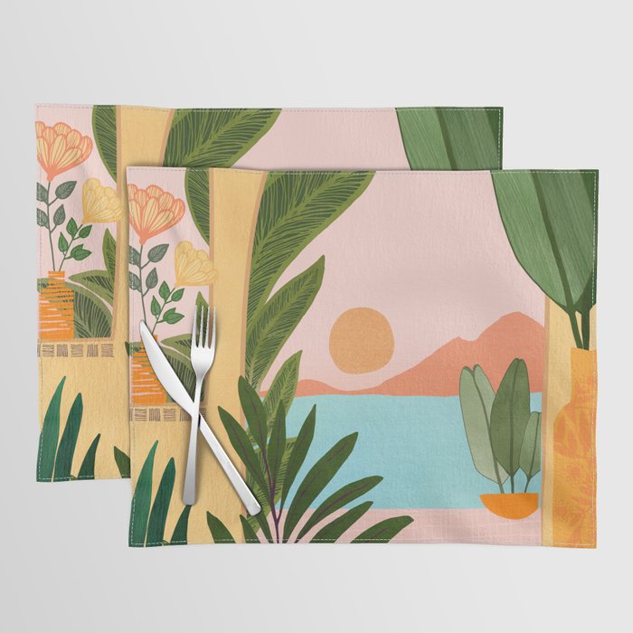 Moroccan Coast Tropical Sunset Scene Placemat Gallery Image 1