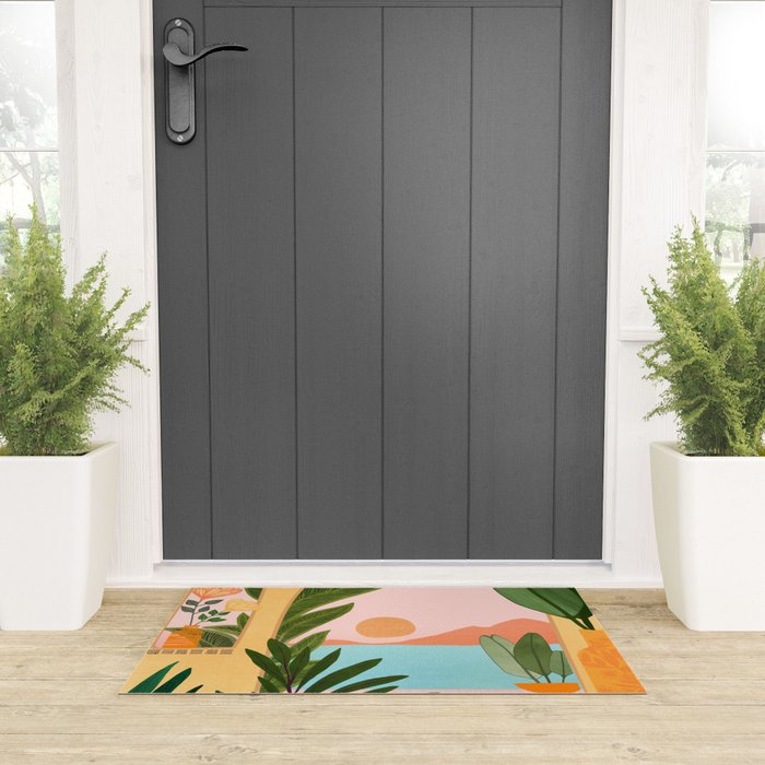 Moroccan Coast Tropical Sunset Scene Welcome Mat Gallery Image 3