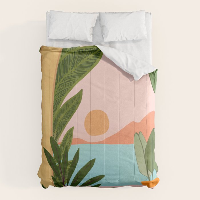 Moroccan Coast Tropical Sunset Scene Comforter Gallery Image 6