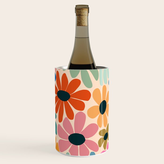 Retro Fun Floral - Rainbow color Wine Chiller Gallery Image 3