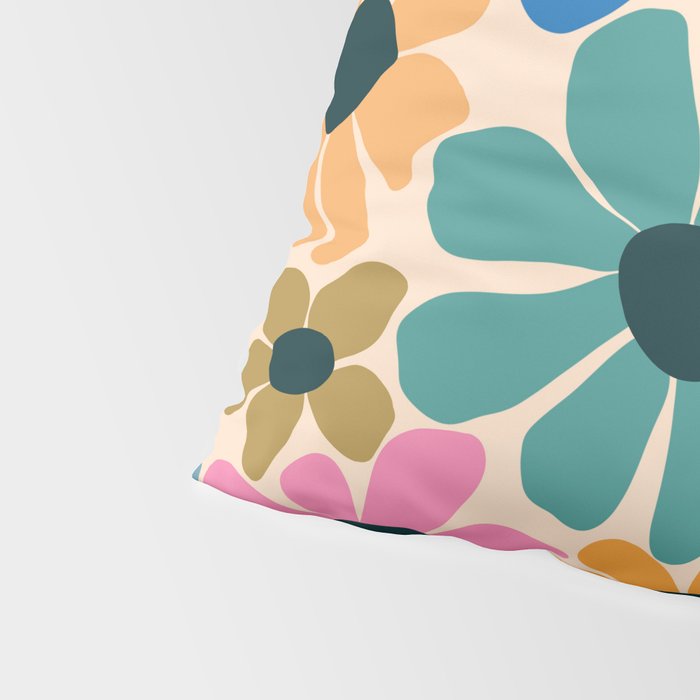 Retro Fun Floral - Rainbow color Pillow Sham Gallery Image 4