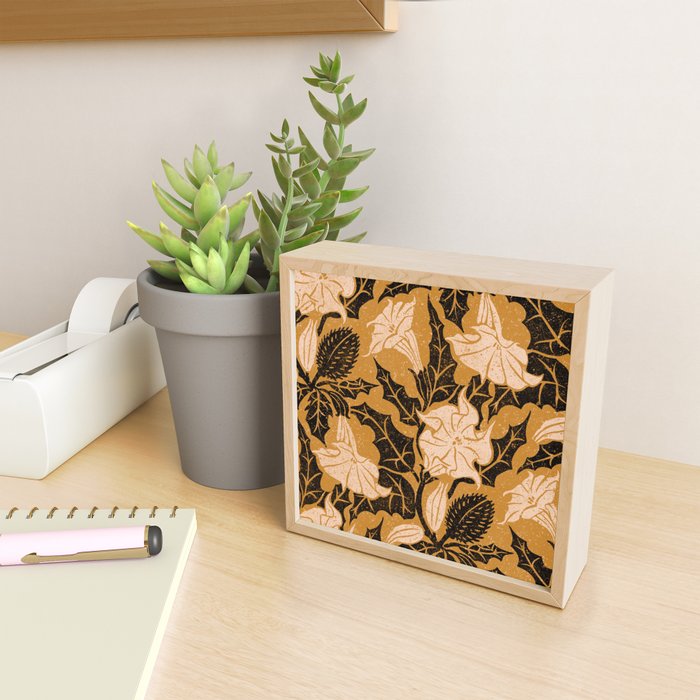 Moon Flower - Black, gold, peach pink Mini Art Print Gallery Image 2