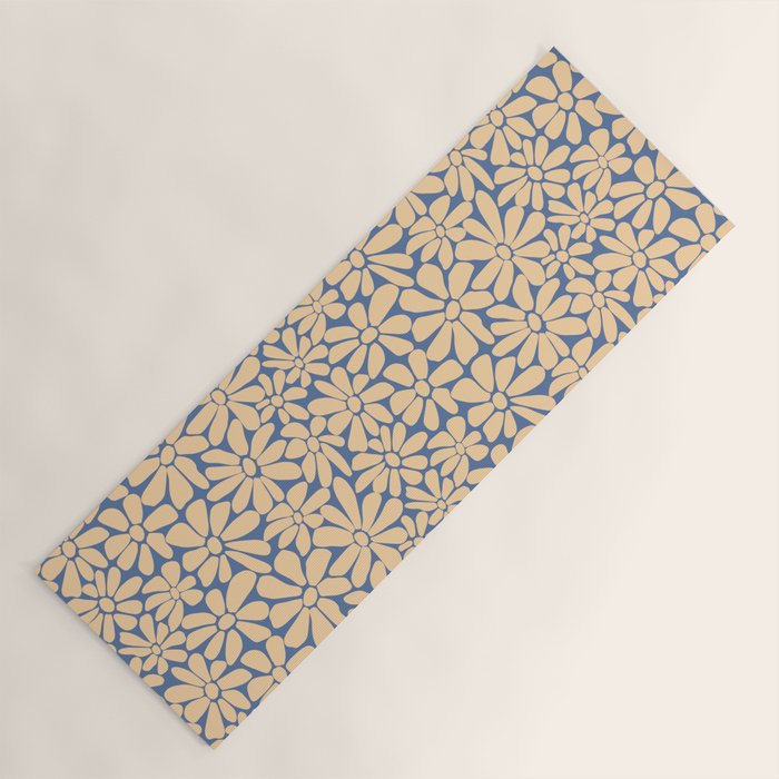 Retro Floral - Indigo  Yoga Mat Gallery Image 1