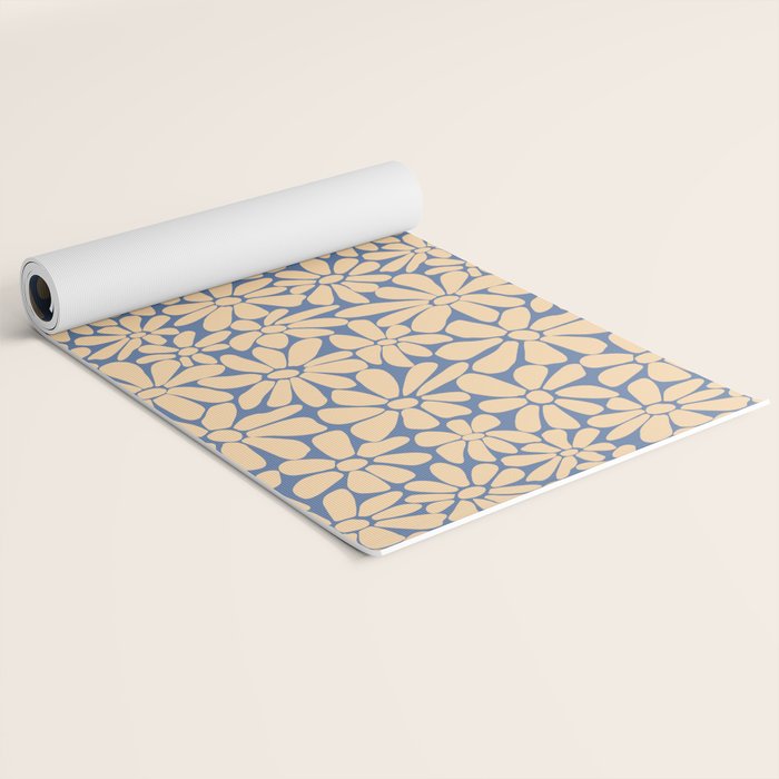 Retro Floral - Indigo  Yoga Mat Gallery Image 2
