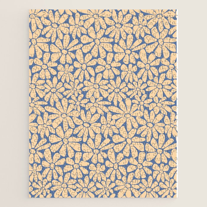 Retro Floral - Indigo  Jigsaw Puzzle Gallery Image 1