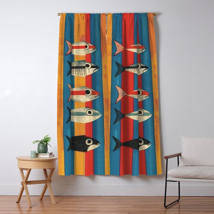 Stripes of the Sea Window Curtain Gallery Image 1
