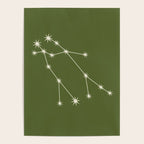 Gemini Zodiac Star Constellation Line Art Olive Green Poster Gallery Image 4