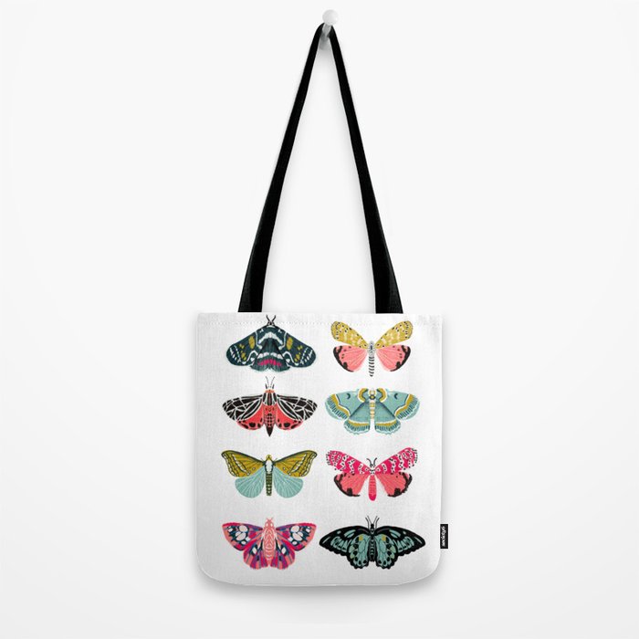 Moths - white background, moth print, moth art, moth sticker, moths, moth art Tote Bag Gallery Image 2