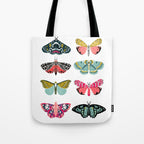 Moths - white background, moth print, moth art, moth sticker, moths, moth art Tote Bag Gallery Image 1