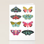 Moths - white background, moth print, moth art, moth sticker, moths, moth art Stationery Card Gallery Image 2