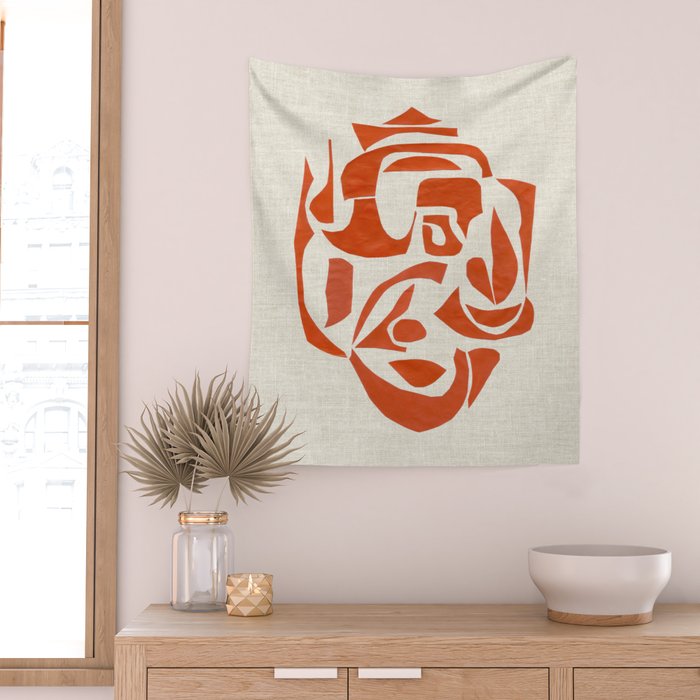 Orange Samurai Wall Tapestry Gallery Image 2