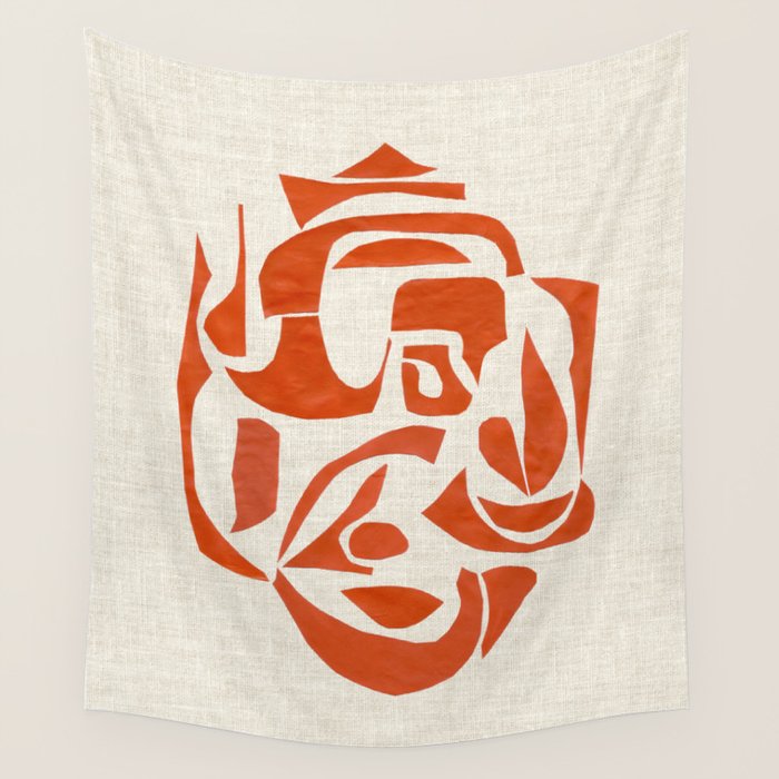 Orange Samurai Wall Tapestry Gallery Image 4