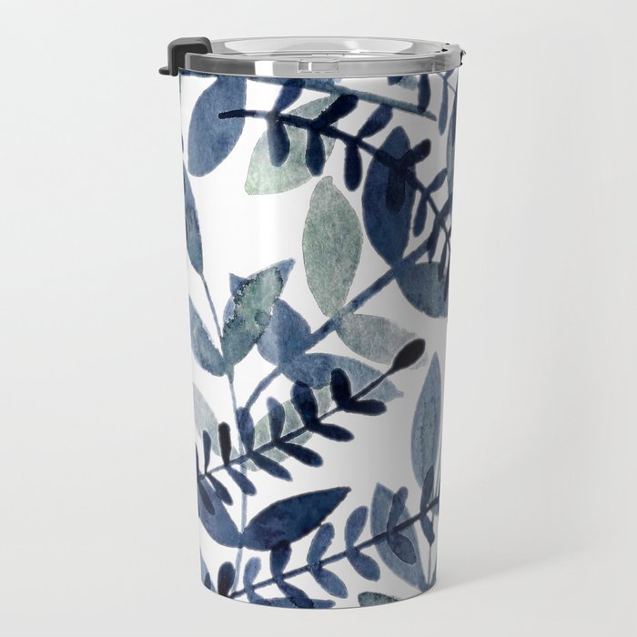 Watercolor branches - indigo Travel Mug Gallery Image 3