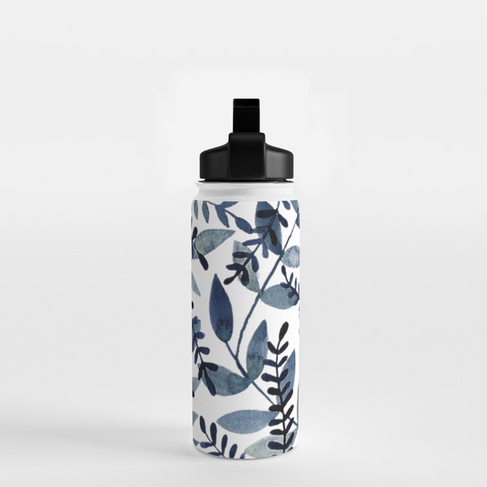 Watercolor branches - indigo Water Bottle Gallery Image 2