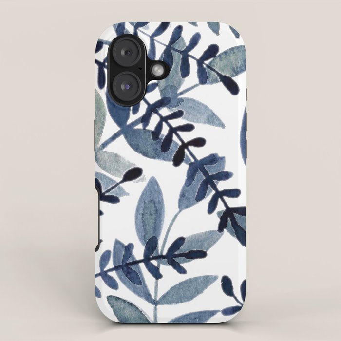 Watercolor branches - indigo iPhone Case Gallery Image 1