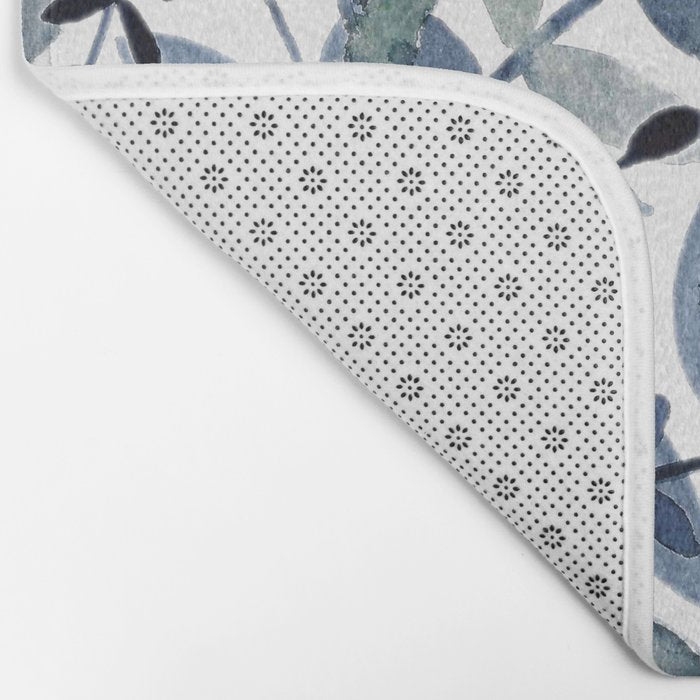 Watercolor branches - indigo Bath Mat Gallery Image 2