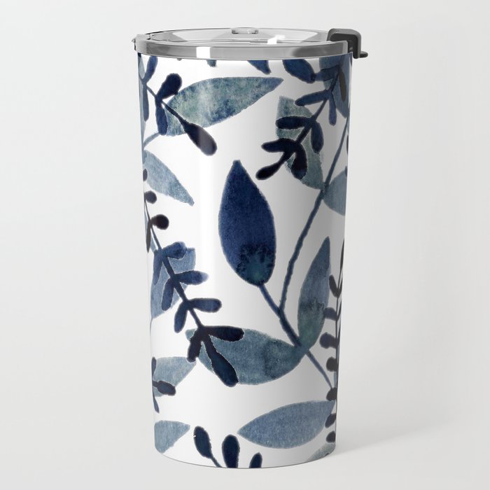 Watercolor branches - indigo Travel Mug Gallery Image 2