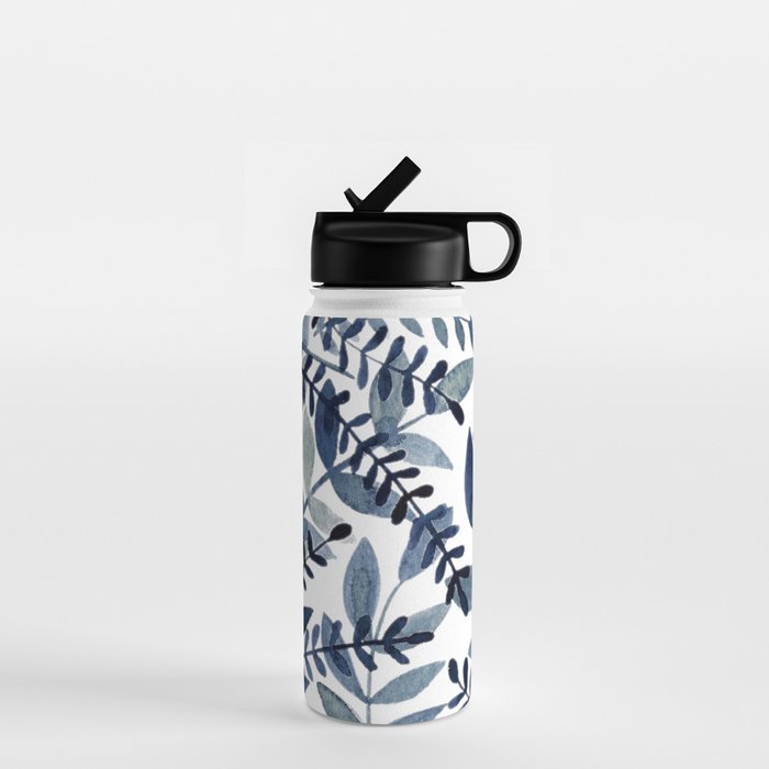 Watercolor branches - indigo Water Bottle Gallery Image 1