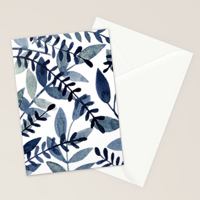 Watercolor branches - indigo Stationery Card Gallery Image 2