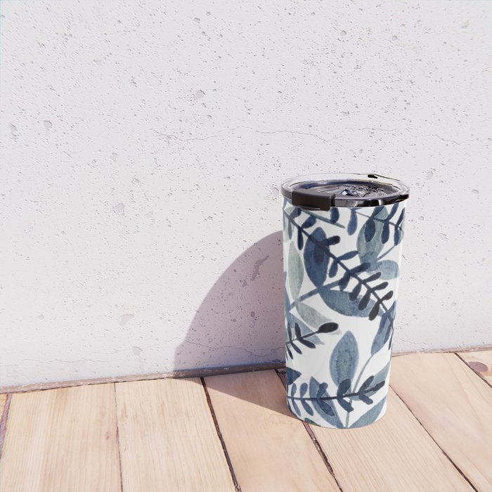 Watercolor branches - indigo Travel Mug Gallery Image 4