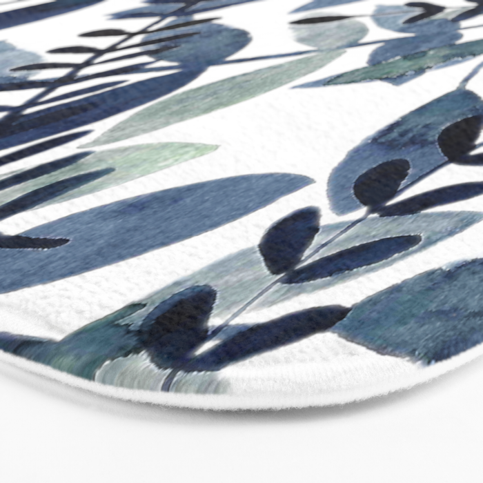 Watercolor branches - indigo Bath Mat Gallery Image 3