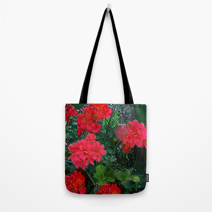 RED GERANIUMS GREEN GARDEN ART Tote Bag Gallery Image 2