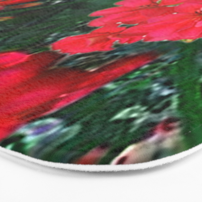 RED GERANIUMS GREEN GARDEN ART Bath Mat Gallery Image 3
