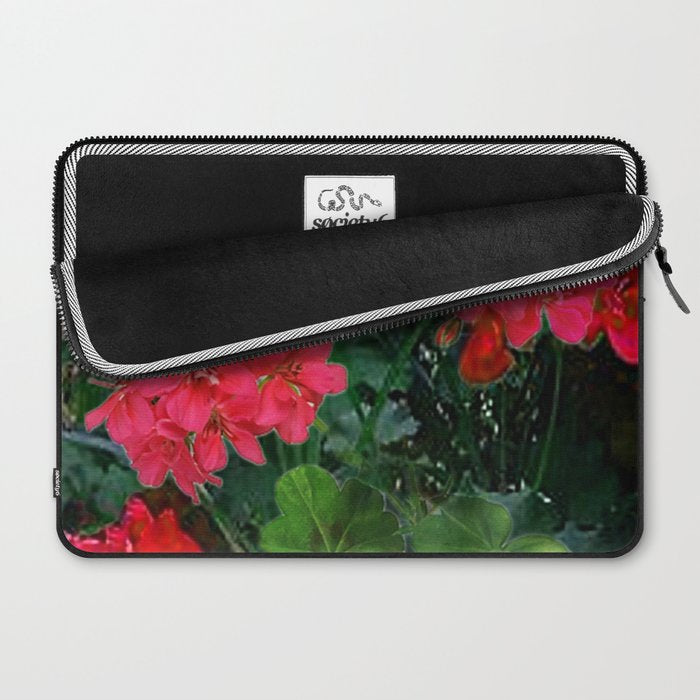 RED GERANIUMS GREEN GARDEN ART Laptop Sleeve Gallery Image 2