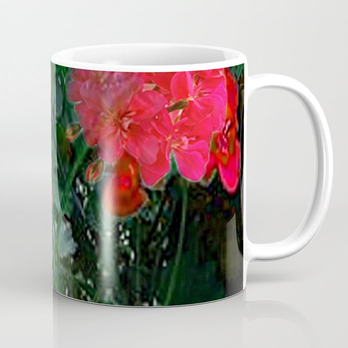 RED GERANIUMS GREEN GARDEN ART Coffee Mug Gallery Image 1